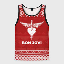 Мужская майка без рукавов Новогодний Bon Jovi