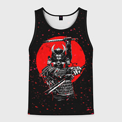 Майка-безрукавка мужская Кровавый самурай и луна, цвет: 3D-черный