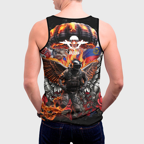Мужская майка без рукавов Десантник ВДВ с крыльями ангела / 3D-Черный – фото 4