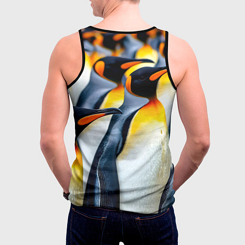 Мужская майка без рукавов Стая пингвинов / 3D-Черный – фото 4
