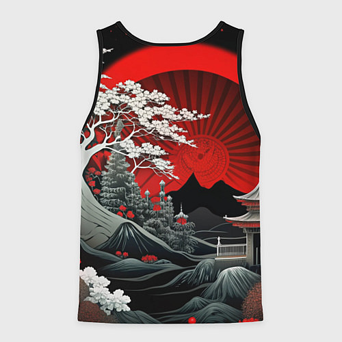 Мужская майка без рукавов Деревья Японии и природа / 3D-Черный – фото 2