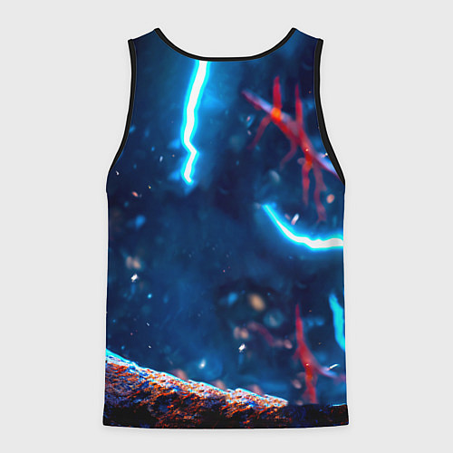 Мужская майка без рукавов Снигирь и молнии / 3D-Черный – фото 2