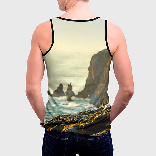 Мужская майка без рукавов Морская чайка / 3D-Черный – фото 4