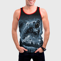 Майка-безрукавка мужская Медведь в зимнем лесу, цвет: 3D-красный — фото 2