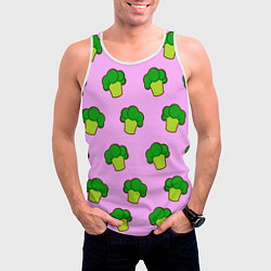 Майка-безрукавка мужская Фиолетовый брокколи, цвет: 3D-белый — фото 2