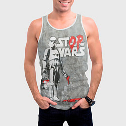 Майка-безрукавка мужская Banksy - stop wars, цвет: 3D-белый — фото 2