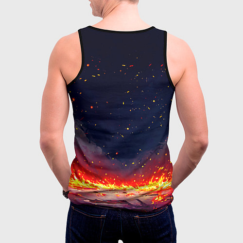 Мужская майка без рукавов Фламинго в огне / 3D-Черный – фото 4