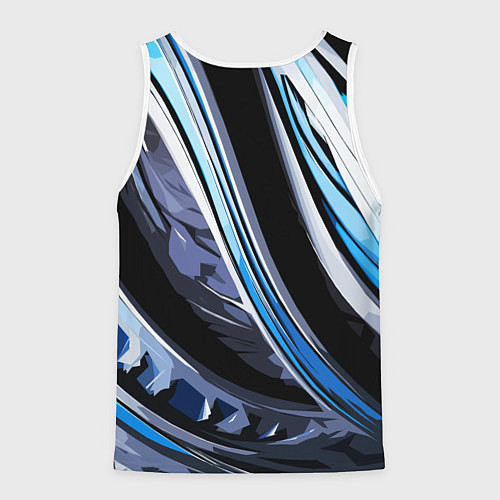Мужская майка без рукавов Волнистая чёрно-синяя абстракция / 3D-Белый – фото 2