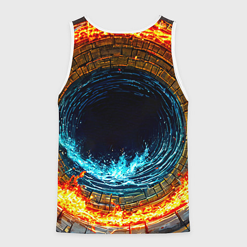 Мужская майка без рукавов Акула в огненом колодце / 3D-Белый – фото 2