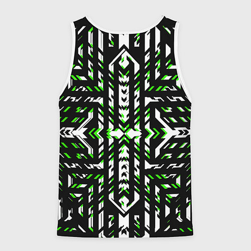 Мужская майка без рукавов Чёрно-зелёный диагональные полосы на белом фоне / 3D-Белый – фото 2
