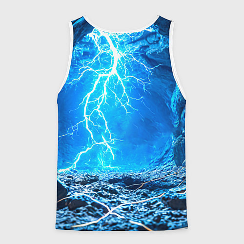 Мужская майка без рукавов Акула и разряд молнии / 3D-Белый – фото 2