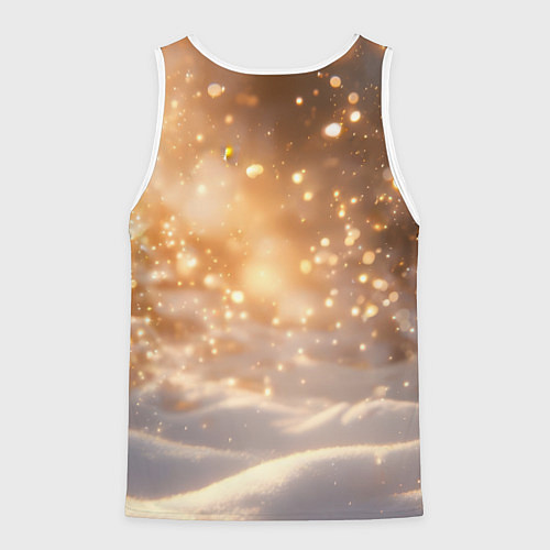 Мужская майка без рукавов Рыжая лисичка в снежном лесу / 3D-Белый – фото 2