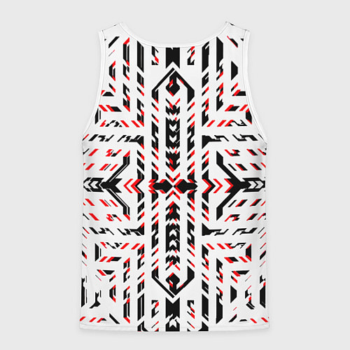 Мужская майка без рукавов Чёрно-красные диагональные полосы на белом фоне / 3D-Белый – фото 2