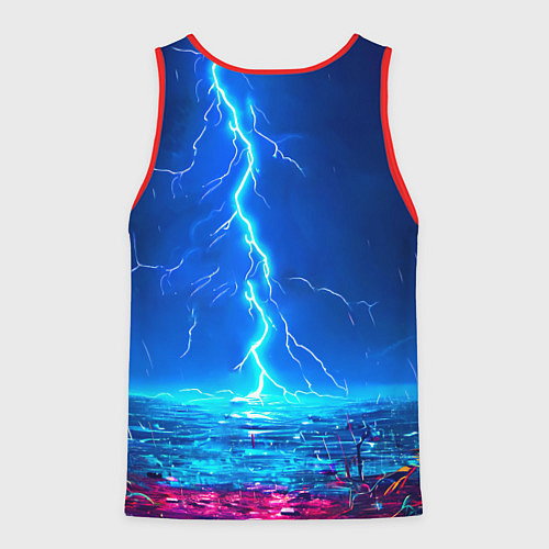 Мужская майка без рукавов Фламинго и молния / 3D-Красный – фото 2