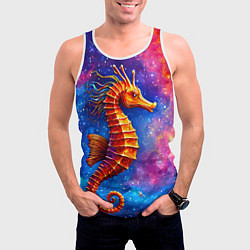 Майка-безрукавка мужская Морской конек в космосе, цвет: 3D-белый — фото 2