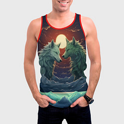 Майка-безрукавка мужская Волк и волчица, цвет: 3D-красный — фото 2