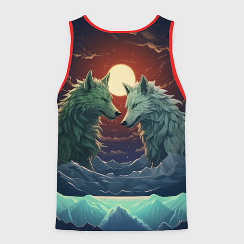 Мужская майка без рукавов Волк и волчица / 3D-Красный – фото 2