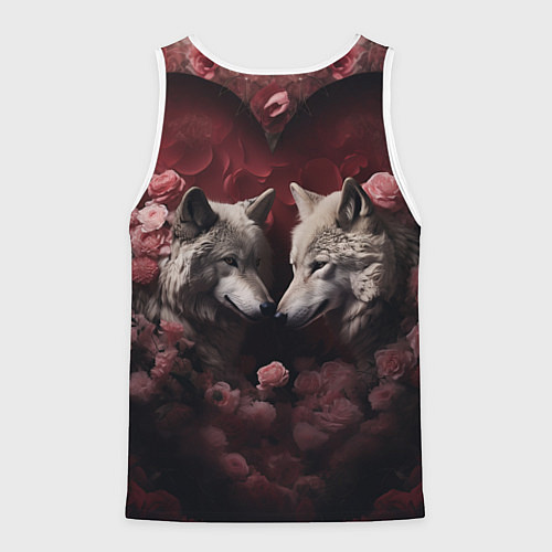 Мужская майка без рукавов Волк и волчица в сердце / 3D-Белый – фото 2