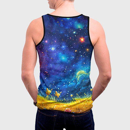 Мужская майка без рукавов Гусеничка в космосе / 3D-Черный – фото 4