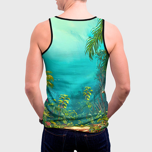 Мужская майка без рукавов Фламинго в джунглях / 3D-Черный – фото 4