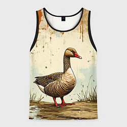 Майка-безрукавка мужская Гусь, цвет: 3D-черный