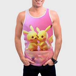 Майка-безрукавка мужская Пикачу 14 февраля, цвет: 3D-белый — фото 2