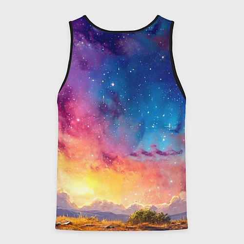 Мужская майка без рукавов Страус и звездное небо / 3D-Черный – фото 2