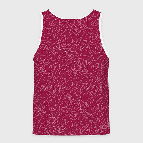 Мужская майка без рукавов Белые абстрактные каракули на красном / 3D-Белый – фото 2
