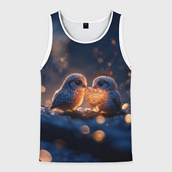 Майка-безрукавка мужская Милые влюбленные совушки, цвет: 3D-белый