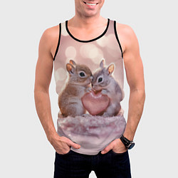 Майка-безрукавка мужская Влюбленные белочки с сердечком, цвет: 3D-черный — фото 2