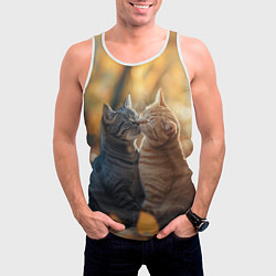Майка-безрукавка мужская Кот и кошка целуются, цвет: 3D-белый — фото 2