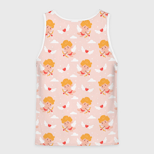 Мужская майка без рукавов Паттерн с милыми купидонами и крылатыми сердечками / 3D-Белый – фото 2