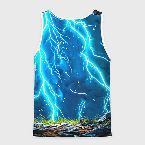 Мужская майка без рукавов Олененок в разрядах молний / 3D-Белый – фото 2