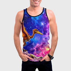 Майка-безрукавка мужская Птерозавр и звездное небо, цвет: 3D-черный — фото 2