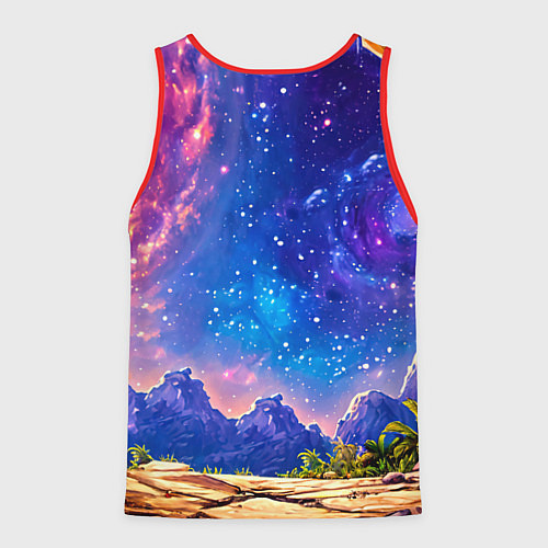 Мужская майка без рукавов Диплодок звездной ночью / 3D-Красный – фото 2