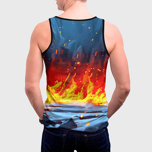 Мужская майка без рукавов Белый медведь в огне / 3D-Черный – фото 4