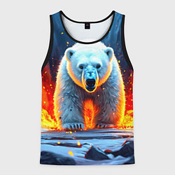 Майка-безрукавка мужская Белый медведь в огне, цвет: 3D-черный