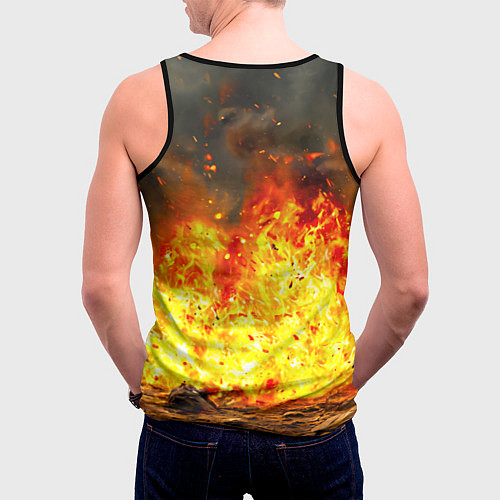 Мужская майка без рукавов Буйвол в огне / 3D-Черный – фото 4