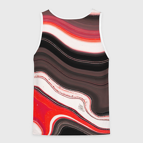 Мужская майка без рукавов Волнистые горизонтальные чёрно-красные полосы на б / 3D-Белый – фото 2