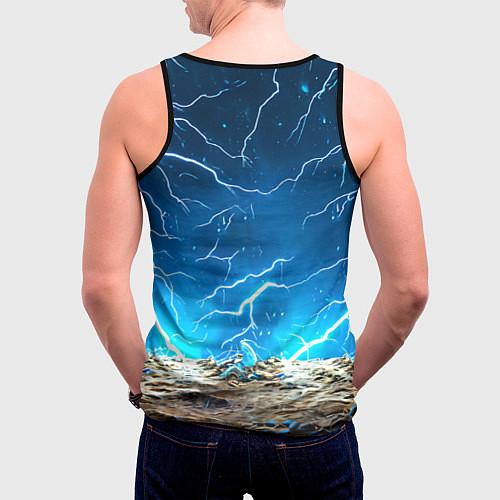 Мужская майка без рукавов Мамонт и разряды молний / 3D-Черный – фото 4