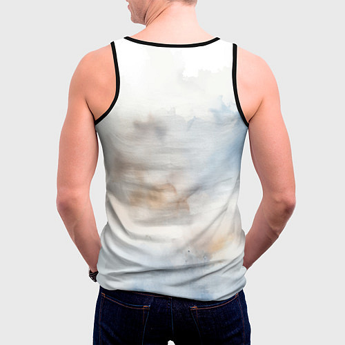 Мужская майка без рукавов Русский солдат и синий герб РФ / 3D-Черный – фото 4