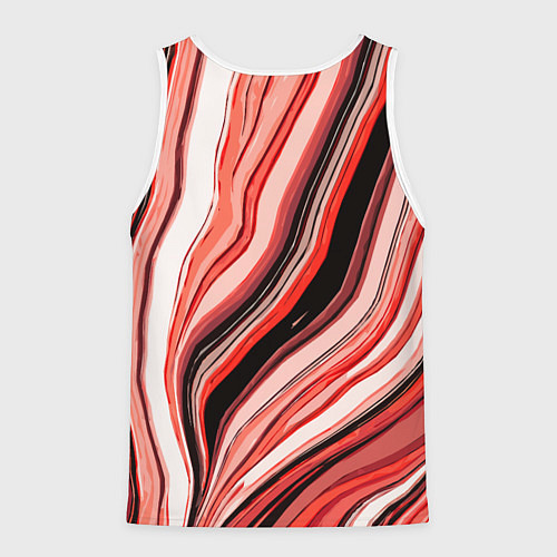 Мужская майка без рукавов Волнистые вертикальные чёрно-красные полосы / 3D-Белый – фото 2