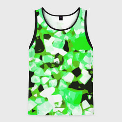 Мужская майка без рукавов Green and white abstraction on a black background