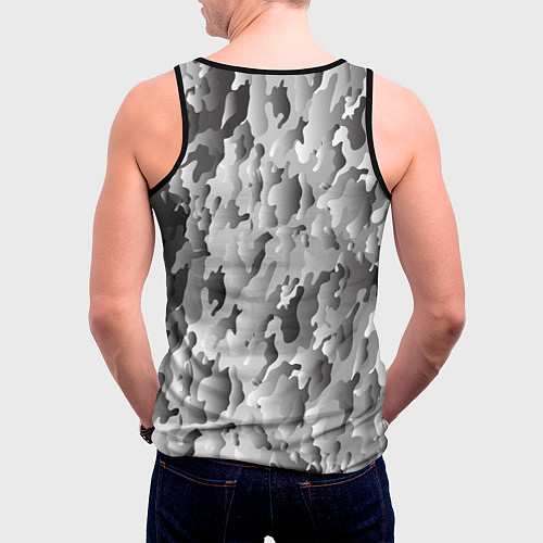 Мужская майка без рукавов Монохромный камуфляж / 3D-Черный – фото 4