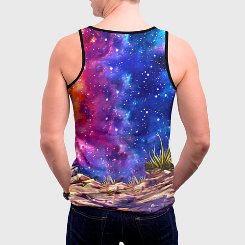 Мужская майка без рукавов Пума и звездное небо / 3D-Черный – фото 4