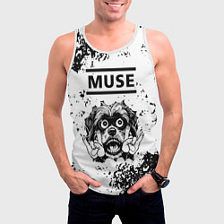 Майка-безрукавка мужская Muse - рок пес, цвет: 3D-белый — фото 2