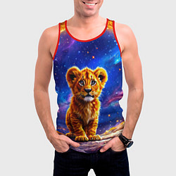 Майка-безрукавка мужская Львенок в звездную ночь, цвет: 3D-красный — фото 2