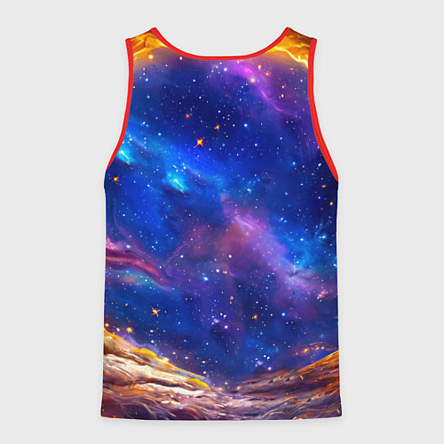 Мужская майка без рукавов Львенок в звездную ночь / 3D-Красный – фото 2