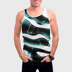 Майка-безрукавка мужская Абстрактный черно-зеленый камуфляж, цвет: 3D-белый — фото 2