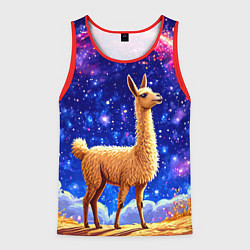 Майка-безрукавка мужская Лама и звездное небо, цвет: 3D-красный